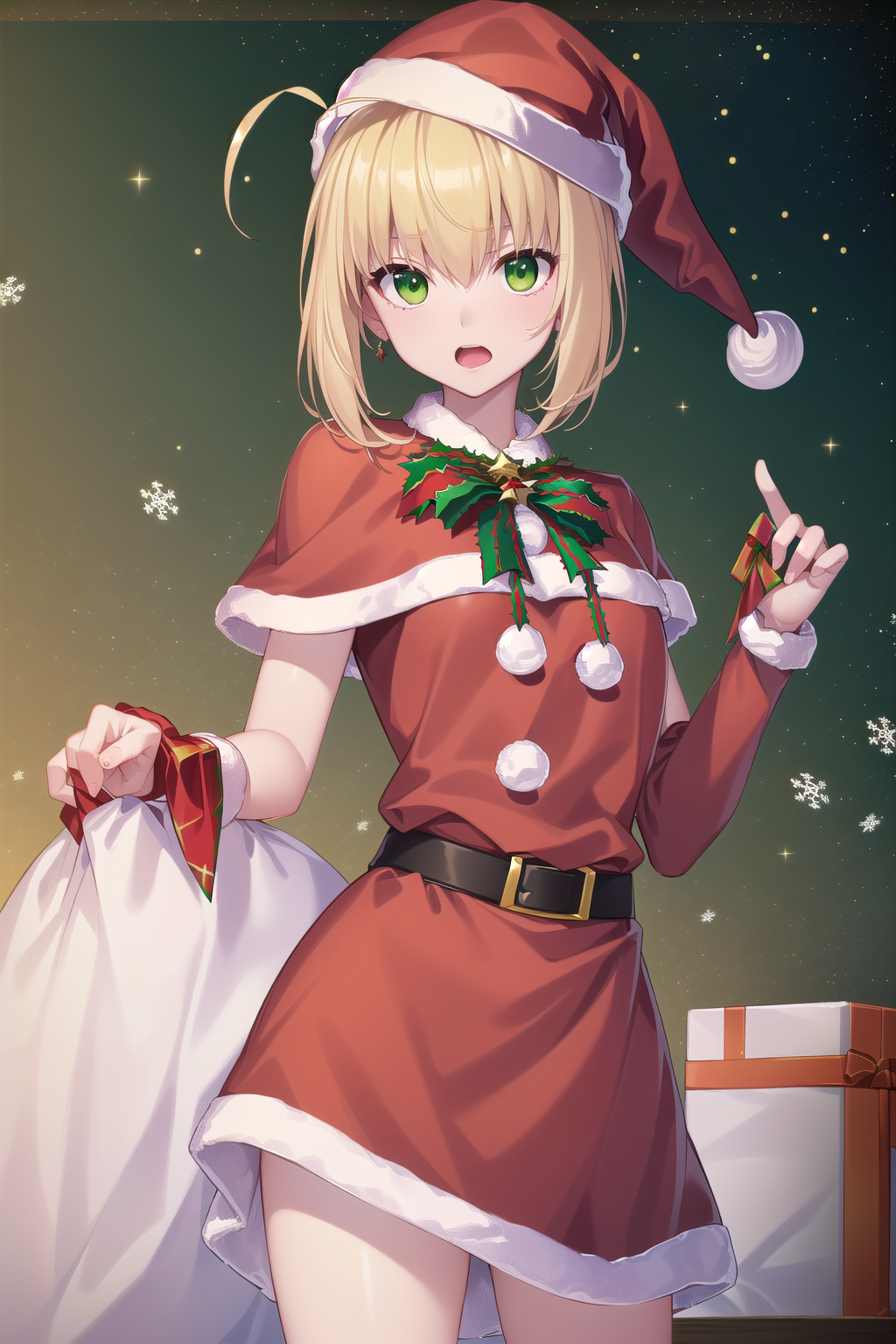 00059-3497913987-nero, ahoge, blonde hair, (green eyes_1.5), hair between eyes, hair intakes,_(santa costume_1.5), santa hat, christmas hat,_clas.png